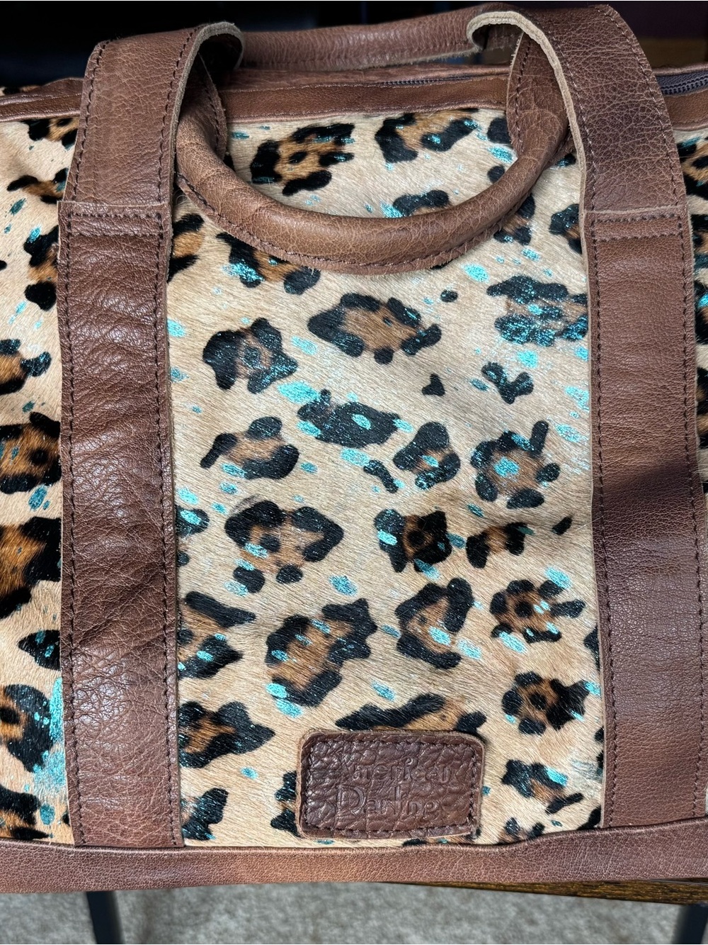 American Darling Leopard Print Travel Duffel with Brown Trim - Picture 2 of 7